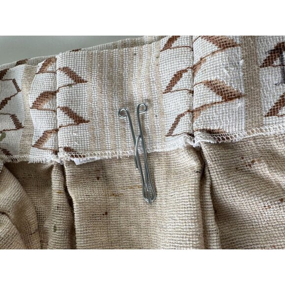 Vintage 80s curtain, tan brown zigzag abstract pattern, pleated, price for one - Picture 7 of 10